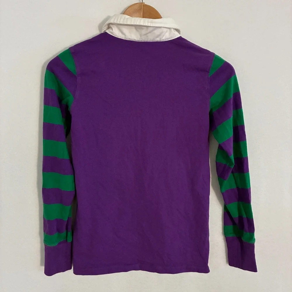 Vtg Ralph Lauren Rugby Polo Shirt Youth XL Striped Sash Pony Logo Preppy Golf